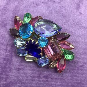 Vintage Juliana Fruit Salad Multicolor Gemstone Brooch